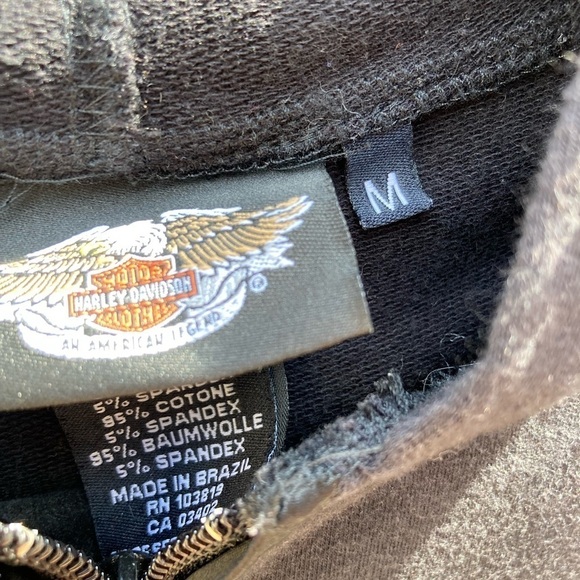 Women's Harley Davidson Hoodie Spell-Out Double Side M Lace Biker Full Zip Cycle - Picture 4 of 16